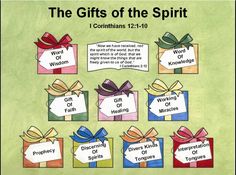 the gifts of the spirit are labeled in different colors and sizes with bows on them