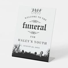 This Funny yet spooky design features a funeral theme with a graveyard and dancing skeletons in black with a white background. Personalize the sign with your details and if you want to further re-arrange the style and placement of the text, please press the "Click to customize further" button. For more products in the same theme visit my shop: Youtopia Official. Rip Twenties, Gothic Birthday, Funny 30th Birthday, 25th Bday, 30th Birthday Funny, Birthday Aesthetic, Dancing Skeletons