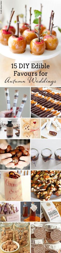 a collage of different types of desserts and pastries with the words 15 diy edible favors for every occasion