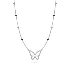 Luxury White Gold Butterfly Pendant Necklace, Diamond Pendant Necklace With Butterfly Charm, Luxury White Gold Necklace With Butterfly Charm, Luxury White Gold Necklaces With Butterfly Charm, Elegant Sterling Silver Butterfly Necklace With Butterfly Clasp, Luxury Butterfly Necklace With Diamond Accents, Elegant Butterfly Diamond Necklace As Gift, Elegant Butterfly Diamond Necklace Gift, Elegant Butterfly-shaped Diamond Necklace Gift