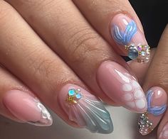 Almond Acrylic Nails Designs, Pop Art Nails, Beach Nail Art, Beachy Nails, Edge Nails, Almond Acrylic Nails, Nails Inspo, Nail Decorations