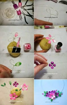 the process of making flowers out of paper is shown in this screenshoter's phone