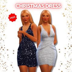 two beautiful blonde women in dresses standing next to each other with the caption christmas dress