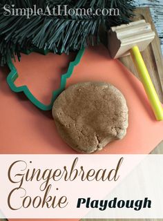 gingerbread cookie playdough on an orange tray