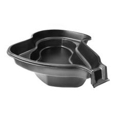 an empty black bowl on a white background