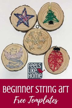 the beginner string art templates are easy to make and great for christmas tree ornaments