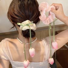 Diy Lace Ribbon Flowers, Beautiful Hair Accessories, Large Intestine, Korean Aesthetic, Hair Rings, Ribbon Hair, Ponytail Holder