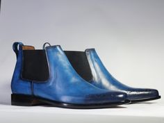 #menfashion #handmade #leather #blueboots #wingtipbrogueboots #chelseaboots #handstitched #handmadeboots #designershoesforless #fashionShoes #shoesaddict Blue Plain Toe Boots For Formal Occasions, Formal Blue Plain Toe Boots, Blue Goodyear Welted Boots With Round Toe, Classic Blue Boots For Business, Classic Blue Business Boots, Blue Fitted Leather Shoes With Goodyear Welted, Fitted Blue Leather Shoes With Goodyear Welt, Blue Wingtip Leather Shoes For Business, Blue Wingtip Leather Business Shoes