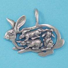 Mama Rabbit with Babies Pendant - Charmworks Marauders Clothes, Rabbit Jewelry, Silversmith Jewellery, Rabbit Charm, Silver Locket, Funky Jewelry, Silver Lockets, Jewelry Inspo, Animal Jewelry