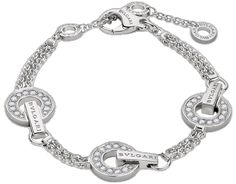 Designer White Gold Bracelets, Designer White Gold Round Bracelets, Luxury White Gold Diamond Chain Bracelet, Luxury White Gold Diamond Bracelet With Chain, Designer White Gold Diamond Bracelet, Platinum Bracelet With Polished Finish, Luxury White Gold Chain Bracelet With Polished Finish, Bvlgari Bracelet, Bracelet White Gold