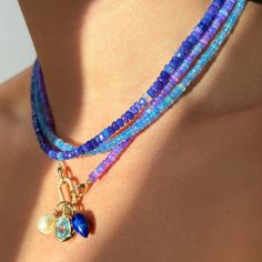 AMANDA PEARL // Ultramarine Blue Faceted Ethiopian Opal Necklace Neck Mess, Ethiopian Opal Necklace, Jewelry Gift Guide, Ultramarine Blue, Lock Necklace, Dream Gift, Before Sunrise, Made Jewelry, Opal Beads