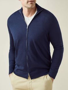 LUCA FALONI | FINE SILK-CASHMERE ZIP CARDIGAN | MADE IN ITALY Versatile Cardigan, Conversion Table, Outfits Hombre, Mens Cashmere, Cashmere Yarn, Zip Cardigan, Comfortable Design, Northern Italy, Fine Yarn