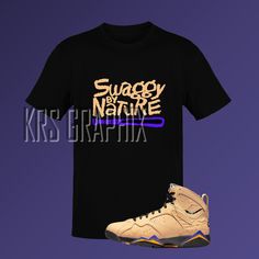 This t-shirt inspired by the Jordan 7s Retro 'Afrobeats' colorway is everything you've dreamed of and more. It feels soft and lightweight, with the right amount of stretch. It's comfortable and flattering for both men and women. This Jordan inspired design is perfect for sneakerheads everywhere!  * 100% combed and ring-spun cotton (Heather colors contain polyester) * Ash color is 99% combed and ring-spun cotton, 1% polyester * Heather colors are 52% combed and ring-spun cotton, 48% polyester * A Sporty Branded Streetwear Shirt, Sporty Branding Streetwear Shirt, Sporty Streetwear Shirt With Branding, Unisex Graphic Shirt For Streetwear, Sporty Screen Print Shirt For Streetwear, Jordan 7s, Jordan Shirt, Jordan Shirts, Jordan 7