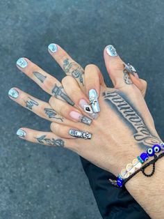 Nail Ideas For Couples, Gf And Bf, Matching Nails, Mens Nails, Tapered Square Nails, Hippie Nails, Hard Nails, Racun Shopee