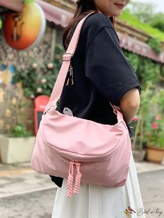 BirdinBag - Stylish Pink Summer Waist Bag with Spacious Capacity Everyday Pink Large Capacity Hobo Bag, Everyday Large Capacity Pink Hobo Bag, Pink Large Capacity Hobo Bag For Daily Use, Versatile Pink Shoulder Bag With Large Capacity, Casual Pink Large Capacity Hobo Bag, Casual Large Capacity Pink Hobo Bag, Pink Shoulder Bag With Large Capacity For Everyday Use, Large Capacity Pink Hobo Bag For Travel, Versatile Large Capacity Pink Satchel