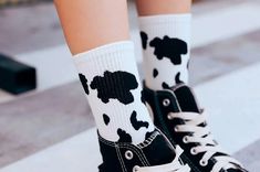 Cow Milk Pattern Socks – Tomscloth Cow Socks, Best Socks, Cow Milk, Print Socks, Black Cow, Pattern Socks, Clothing Sites, Milk Cow, Thigh High Socks