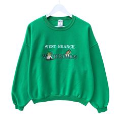 "CODE : 1160/22 Vintage 00s West Branch Warriors Green Sweatshirt Xlarge West Branch Crewneck West Branch Sweater Pullover Spell Out Embroidered Logo Jumper Size on Tag : XL Details Measurement  Arm Pit to Arm Pit : 26\"inches Back Collar to Hem : 25\"inches Condition :  Great Condition.Minor stains defect,discoloration and holes please refer pictures detail.‼️ 📮 SHIPING > WE ARE USING DHL EXPRESS SHIPING ITS TAKE 3-5 ARRIVE.PLEASE DROP YOUR PHONE NUMBER AFTER PURCHASE.📮" Vintage Crewneck Sweatshirt, Green Crewneck, Vintage Crewneck, Green Sweatshirt, Embroidered Sweatshirt, Sweater Pullover, Embroidered Sweatshirts, Vintage Sweatshirt, Pullover Sweatshirts