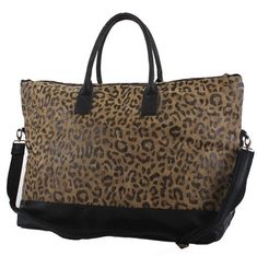 "Leopard print weekender bag is a great bag for everyone. Measures 24.0\" L x 16.0\" H x 10.0\" W. Made of cotton, canvas and vegan leather. Interior lining, zip closure and metal feet on bottom. Adjustable/removable shoulder strap." Carry On Travel, Deep Winter, Work Bags, Overnight Bag, Personalize Bag, Louis Vuitton Bag Neverfull, Bridesmaid Gift, Maid Of Honor, Weekender Bag