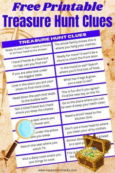 the free printable treasure hunt clues