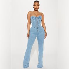 Fashion Nova Denim Jumpsuit Fashion Nova Pants, Denim Jumpsuit, Fashion Nova, Pant Jumpsuit, Jumpsuit Romper, Women's Fashion, Color Blue, Pants For Women, Jumpsuit