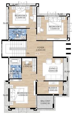 the floor plan for a two story house with 3 bedroom and 2 bathroom, including an attached