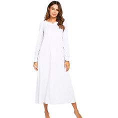 Brand New No Flaws White Sleepwear For Spring Relaxation, White Long Sleeve Nightgown For Sleep, Long Sleeve White Nightgown For Sleep, White Long Sleeve Sleepwear For Relaxation, White Long Sleeve Sleepwear For Lounging, White Long Sleeve Nightgown For Lounging, White Long Sleeve Dress For Sleepover, White V-neck Sleepwear For Sleepover, White Nightgown For Spring Lounging