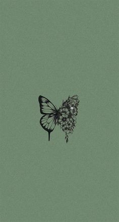 a black and white drawing of a butterfly on a green background with the words,