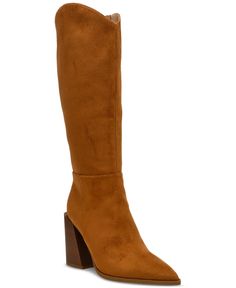 in stock Trendy Tall Brown Boots, Tall Brown Boots With Stacked Heel, Fitted Cognac Boots For Fall, Brown Boots With Rubber Heel Cap For Fall, Brown Tall Boots With Round Toe, Tall Brown Boots With Round Toe, Trendy Brown Boots For Formal Occasions, Trendy Brown Formal Boots, Casual Tall Brown Boots