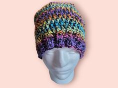 Handmade hat with 2 strands 1. 100 %merino wool 2. 75 %wool, 25 %polyester Machine washable Handmade Multicolor Cap Bonnet, Multicolor One Size Beanie Bonnet, Multicolor One-size Yarn Bonnet, Multicolor One-size Bonnet, Bohemian Multicolor Hand-knitted Beanie, Rainbow Hats, Handmade Hat, Skull Cap Beanie, Skull Cap