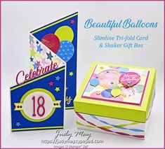 a birthday card and shaker gift box