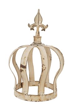 an old white metal crown on a white background