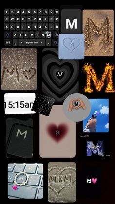 the collage is made up of many different letters and numbers, including one letter