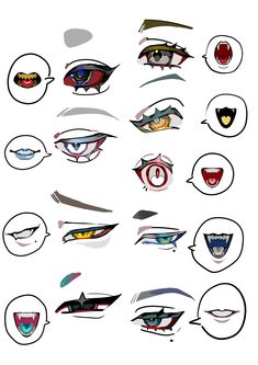 an assortment of different types of eyes and their shapes are shown in this graphic style