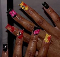 Nail Inspired, Boujee Nails, Nails Styles, Inspiration Nails, Tropical Nails, Hard Nails, Baddie Nails, Colored Acrylic, Colored Acrylic Nails