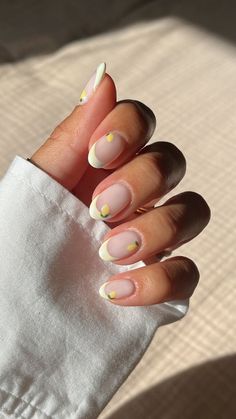 more in the telegram Lemon Tip Nails, Simple Nail Art Almond Nails, Lemon French Tip Nails, French Inspired Nails, Nails Europe Summer, Cute Funky Nails Short, Gel Nails Simple Design, Fruit French Tip Nails, Simple Nails 2024