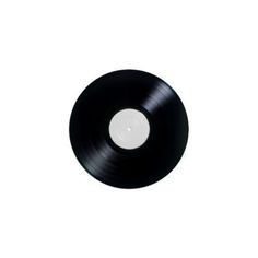 an old black record on a white background