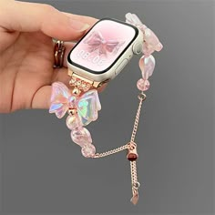 Kawaii Pink Bowknot Apple Watch Band – Kore Kawaii Aesthetic Watch, Apple Watch Accessories Bands, Watch Strap Design, Cute Apple Watch Bands, قلادات متدلية, Girly Bracelets, Pretty Watches, Cute Watches, Pretty Jewelry Necklaces