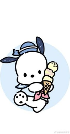 a cartoon character holding an ice cream cone