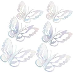 six white butterflies on a white background