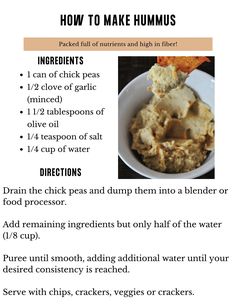 a recipe for hummus with instructions on how to make hummus