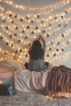 Urban Outfitters - Blog - UO DIY: Decorating with Instax Patio Wedding, Hanging Bedroom, Ambiance Lighting, Boho Scandinavian, Bilik Tidur, Garden Bedroom