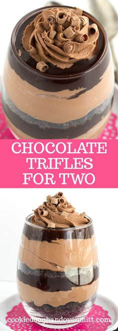 chocolate trifles for two on a plate