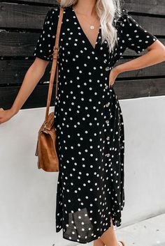 Polka Dot Midi Dress, Calf Sleeve, Backless Maxi Dresses, Midi Dress Summer, Wholesale Dress, Designer Dresses Indian, Mini Shirt Dress, Black Polka Dot, Long Tops