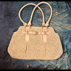 Never Worn!! Brand New!! Elegant Vacation Satchel Shoulder Bag, Elegant Satchel Shoulder Bag For Vacation, Elegant Tan Bags With Braided Handles, Elegant Satchel Straw Bag, Elegant Beach Satchel Shoulder Bag, Elegant Beige Straw Bag For Travel, Elegant Satchel For Spring Vacation, Elegant Shoulder Bag Satchel For Beach, Elegant Satchel For Vacation In Spring