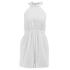 Discover the Summer Halter Neck Romper, a standout in cute rompers for women. Featuring a flattering halter neck design, this romper blends style and comfort perfectly. Ideal for sunny days, it combines playful charm with practicality, making it a staple in cute rompers for women. The lightweight fabric ensures breathability, while the relaxed fit allows for easy movement. Perfect for poolside lounging or city exploring, this cute romper for women adds versatility and charm to your summer wardro Solid Color Summer Jumpsuits And Rompers For Day Out, Sleeveless Solid Color Bubble Romper For Spring, Sleeveless Bubble Romper For Summer Vacation, Casual Bubble Romper For Spring Vacation, Spring Halter Neck Jumpsuit Or Romper, Spring Halter Neck Jumpsuit, Sleeveless Solid Color Bubble Romper For Beach, Solid Sleeveless Bubble Romper For Beach, Casual Summer Overall Bubble Romper