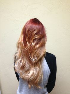 Yep I need this Ginger Hair With Blonde Dip Dye, Root Melt Red To Blonde, Orange Ombre Hair, Orange Hair Dye, Reverse Ombre Hair, Auburn Red Hair, Silver Ombre Hair, Lovely Hairstyles, Dipped Hair