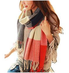 PRICES MAY VARY. About Material: The womens scarf is made of Cashmere-like Acrylic, the good yarn and cotton processing. Winter scarf is soft and close to the skin,not fade, no pilling, giving you lasting warmth and softness. Dimensions for Most Women: 79L*23W Inches (tassel 4"), oversized plaid scarf for most women, girls. Shawl and wraps freely around any outfit and it will keep you warm all day long. About Design: Winter scarfs for women has multicolor plaid modeling, more fashionable. It is Woolen Scarf, Cashmere Winter Scarf, Plaid Shawl, Tartan Scarf, Scarf Women Fashion, Scarf Material, Oversized Scarf, Large Scarf, Women Shawl