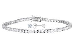 Bella Luce® white diamond simulant 12.65ctw round, rhodium over sterling silver jewelry set with gift box. Earrings measure approximately 0.19" L x 0.19" W and have pushback backings. Tennis bracelet measures approximately 7.25" - 8" L x 0.13" W and has a hidden box clasp closure. Diamond equivalent weight is 7.67ctw. White Diamond Hypoallergenic Jewelry, Hypoallergenic White Diamond Jewelry, White Gold Platinum Jewelry With Channel Set, White Gold Channel Set Platinum Jewelry, Platinum White Gold Jewelry With Channel Set, Dazzling Channel Set Platinum Jewelry, Dazzling Platinum Channel Set Jewelry, Platinum White Gold Channel Set Jewelry, Classic Hypoallergenic Round Cut Jewelry