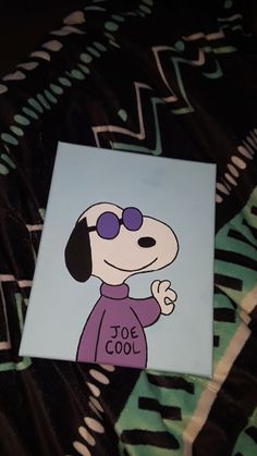 a cartoon dog with sunglasses on it's head and the words joe cool written in black