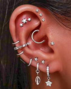 Star Cartilage Helix Multiple Ear Piercing Earring Stud Ideas 16G - www.Impuria.com Ear Piercing Ideas, Star Earring